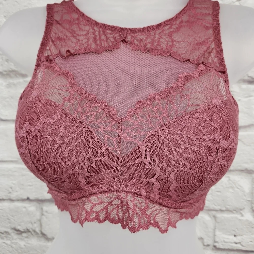 Pink Victoria Secret Rose Color Lace Bralette Size Small - Picture 2 of 12